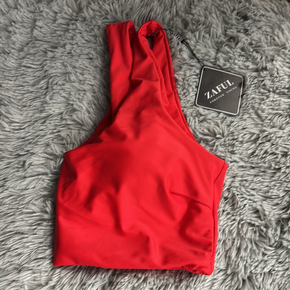 NWT Zaful Striking Scarlet Red Fashion Swim Bikini Bra Top Foam Cups Women’s L 8